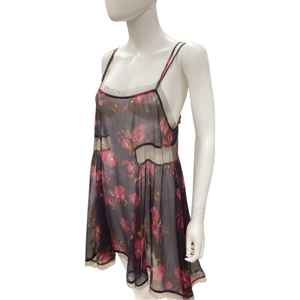 Free People Tunic Women’s Size S Petite Sheer Floral Pattern Spaghetti Straps
